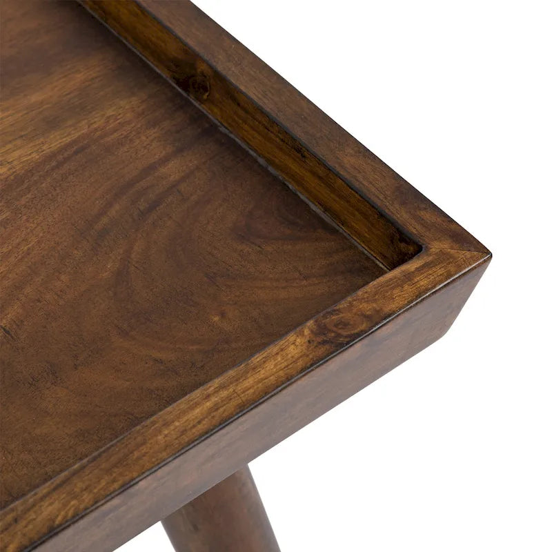 Table basse rectangulaire en bois, 46 pouces, noyer brun style Mid-Century