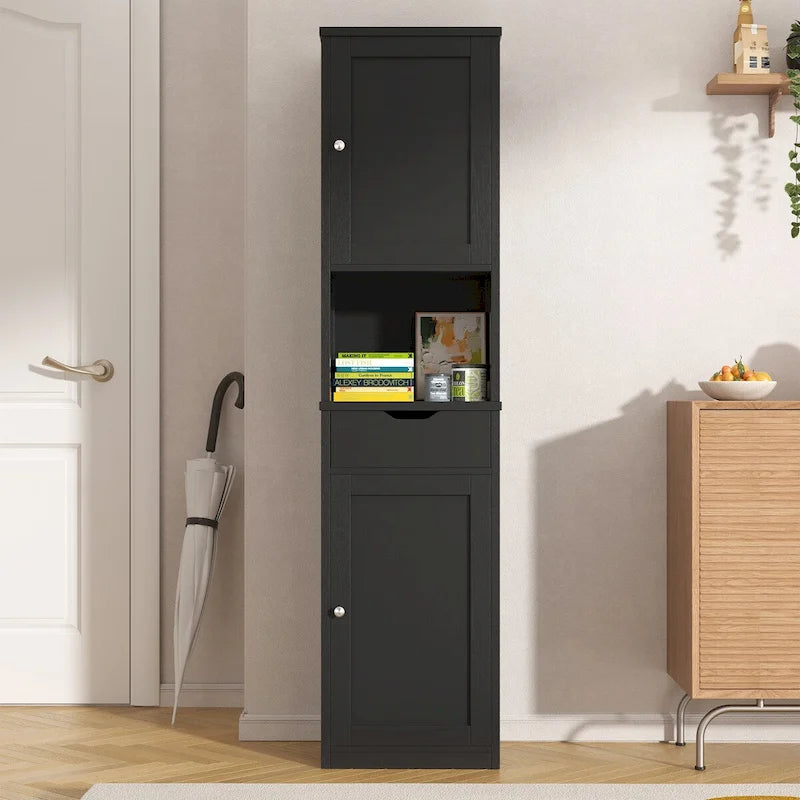 Tall Bathroom Storage Cabinet, 64" Freestanding Narrow Storage Pantry Cabinet