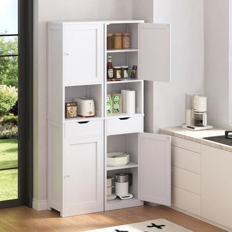 Tall Bathroom Storage Cabinet, 64" Freestanding Narrow Storage Pantry Cabinet