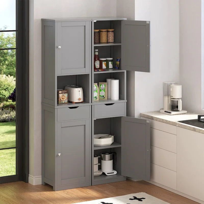 Meuble de rangement haut de salle de bain, Armoire de rangement étroite autoportante de 163 cm