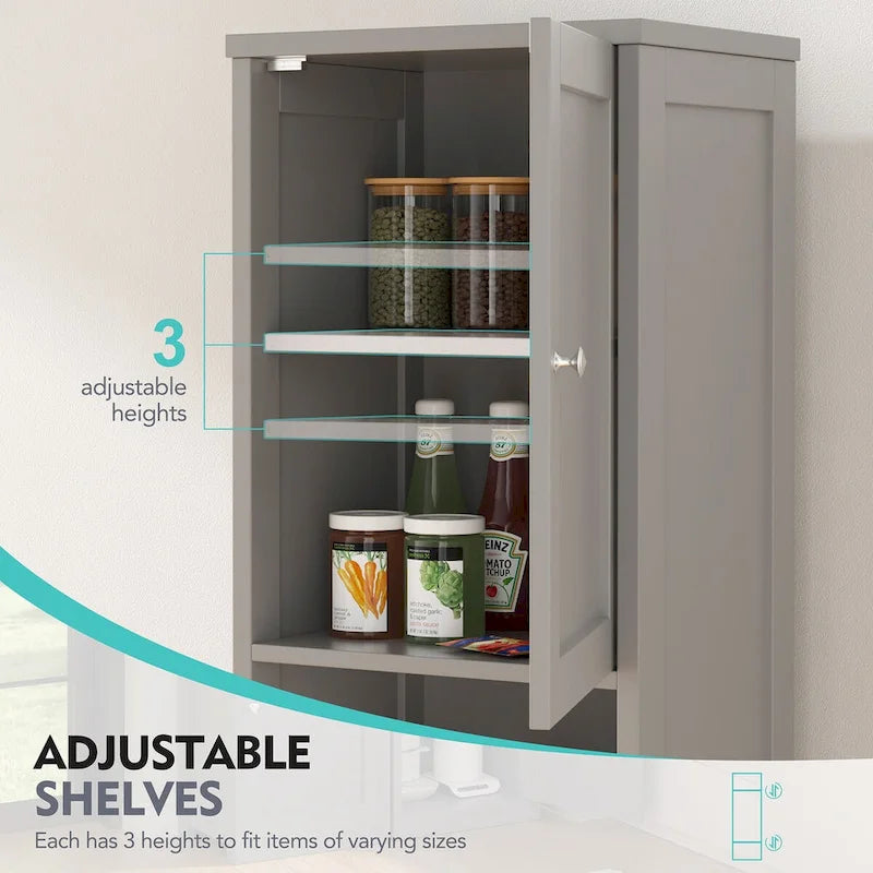 Meuble de rangement haut de salle de bain, Armoire de rangement étroite autoportante de 163 cm