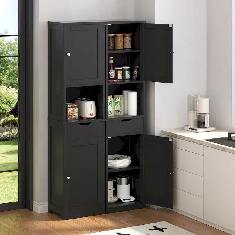 Meuble de rangement haut de salle de bain, Armoire de rangement étroite autoportante de 163 cm