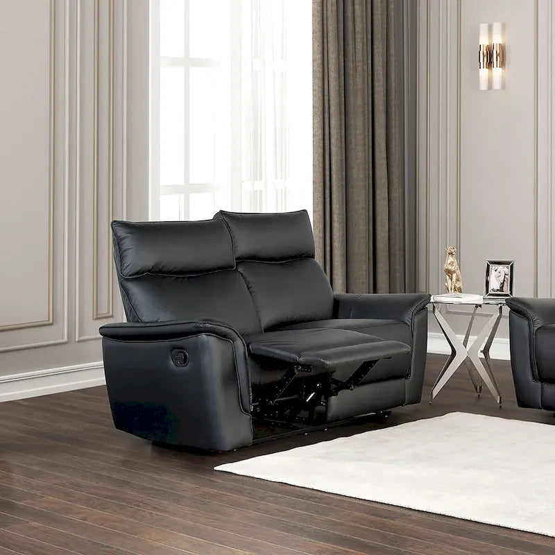 Modern Leather Match Manual Recline Loveseat