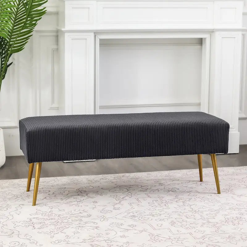 43 Inch Velvet Bench - Bed End & Entryway Bench with Gold Legs
