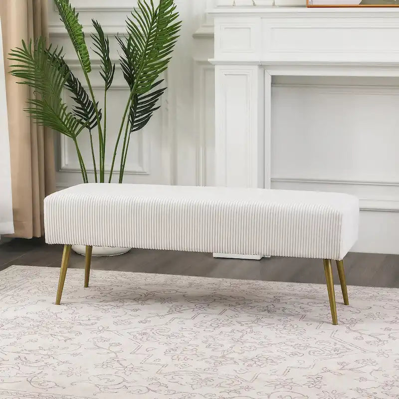 43 Inch Velvet Bench - Bed End & Entryway Bench with Gold Legs
