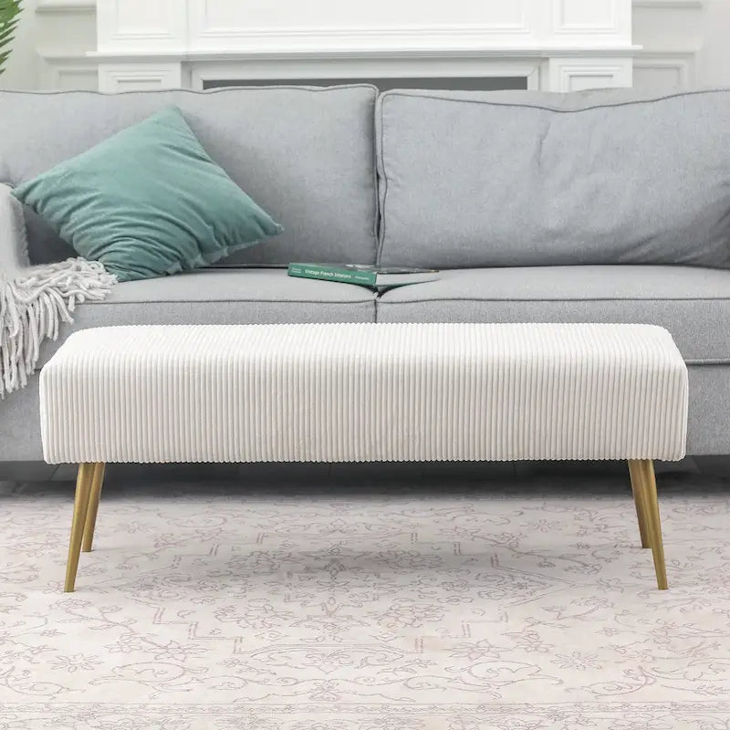 43 Inch Velvet Bench - Bed End & Entryway Bench with Gold Legs