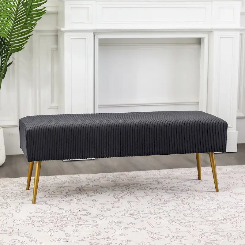 43 Inch Velvet Bench - Bed End & Entryway Bench with Gold Legs