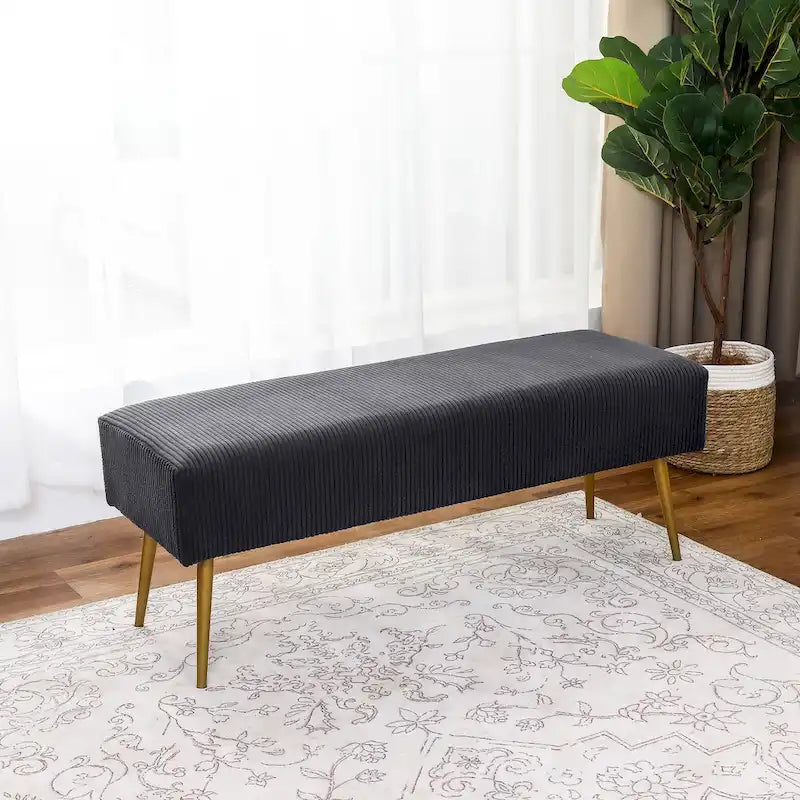 43 Inch Velvet Bench - Bed End & Entryway Bench with Gold Legs